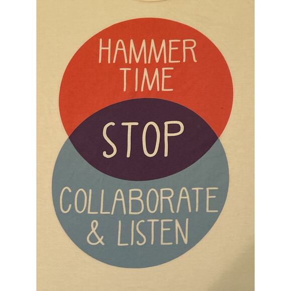 HAMMER TIME STOP COLLABORATE AND LISTEN Circle T Shirt Size L Large FUN - Picture 5 of 7